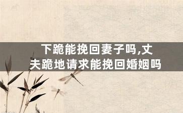 下跪能挽回妻子吗,丈夫跪地请求能挽回婚姻吗