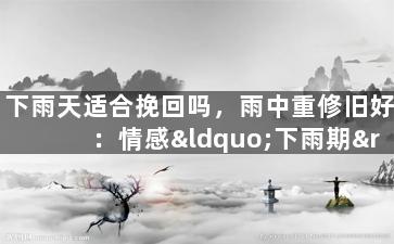 下雨天适合挽回吗，雨中重修旧好：情感“下雨期”到来