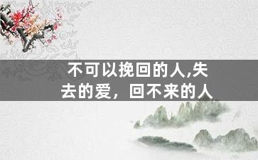 不可以挽回的人,失去的爱，回不来的人