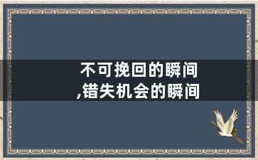 不可挽回的瞬间,错失机会的瞬间