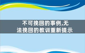 不可挽回的事例,无法挽回的教训重新提示