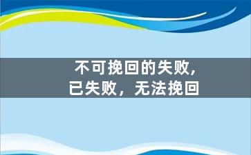 不可挽回的失败,已失败，无法挽回