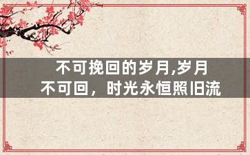 不可挽回的岁月,岁月不可回，时光永恒照旧流