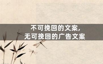 不可挽回的文案,无可挽回的广告文案