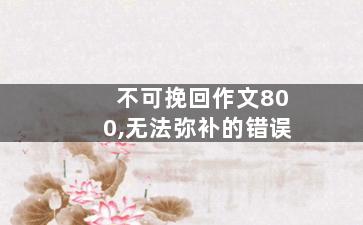 不可挽回作文800,无法弥补的错误