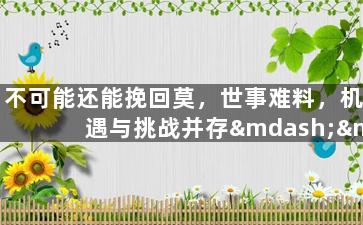 不可能还能挽回莫，世事难料，机遇与挑战并存——重塑优秀科技公司的未来
