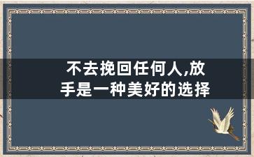 不去挽回任何人,放手是一种美好的选择
