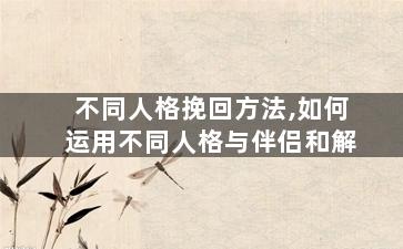 不同人格挽回方法,如何运用不同人格与伴侣和解