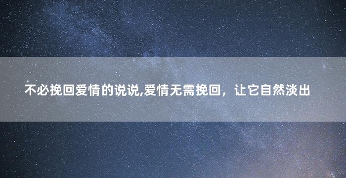不必挽回爱情的说说,爱情无需挽回，让它自然淡出