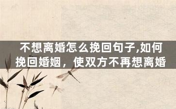 不想离婚怎么挽回句子,如何挽回婚姻，使双方不再想离婚