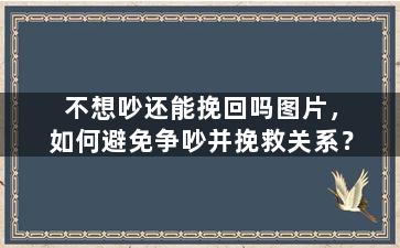 不想吵还能挽回吗图片，如何避免争吵并挽救关系？