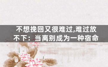 不想挽回又很难过,难过放不下：当离别成为一种宿命