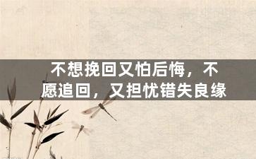 不想挽回又怕后悔，不愿追回，又担忧错失良缘