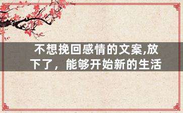 不想挽回感情的文案,放下了，能够开始新的生活