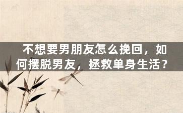 不想要男朋友怎么挽回，如何摆脱男友，拯救单身生活？