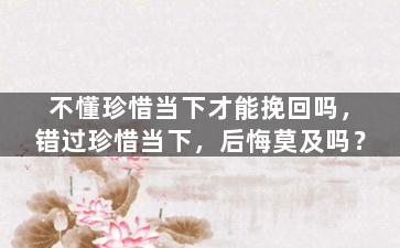 不懂珍惜当下才能挽回吗，错过珍惜当下，后悔莫及吗？