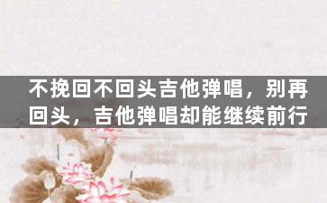 不挽回不回头吉他弹唱，别再回头，吉他弹唱却能继续前行