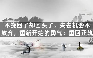 不挽回了却回头了，失去机会不放弃，重新开始的勇气：重回正轨