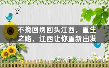 不挽回别回头江西，重生之路，江西让你重新出发