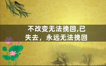 不改变无法挽回,已失去，永远无法挽回