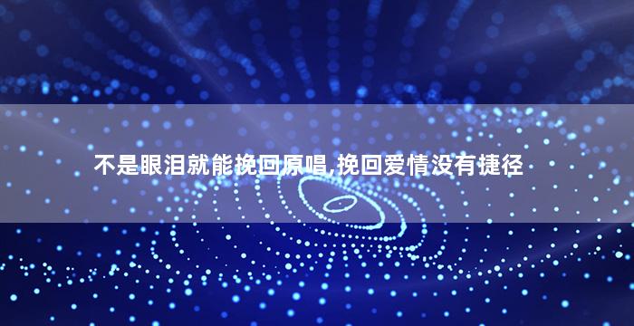 不是眼泪就能挽回原唱,挽回爱情没有捷径