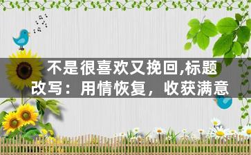 不是很喜欢又挽回,标题改写：用情恢复，收获满意
