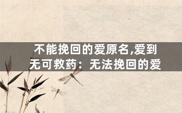 不能挽回的爱原名,爱到无可救药：无法挽回的爱