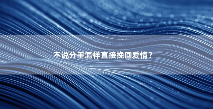 不说分手怎样直接挽回爱情？（不说分手的分手是最好的分手说说）