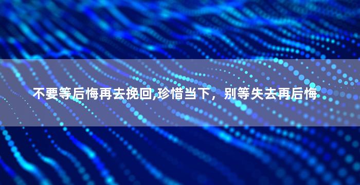 不要等后悔再去挽回,珍惜当下，别等失去再后悔