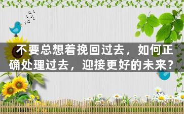 不要总想着挽回过去，如何正确处理过去，迎接更好的未来？