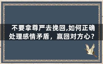 不要拿尊严去挽回,如何正确处理感情矛盾，赢回对方心？