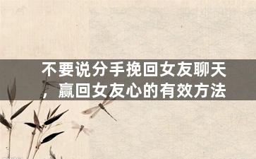 不要说分手挽回女友聊天，赢回女友心的有效方法