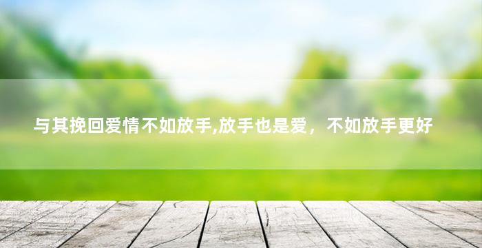 与其挽回爱情不如放手,放手也是爱，不如放手更好
