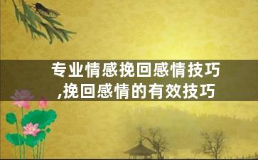 专业情感挽回感情技巧,挽回感情的有效技巧