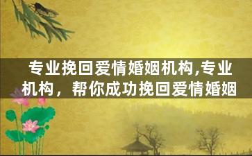 专业挽回爱情婚姻机构,专业机构，帮你成功挽回爱情婚姻