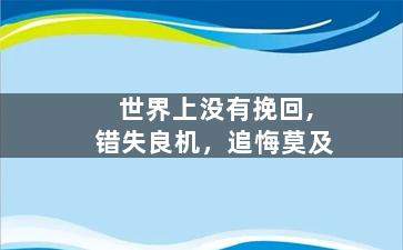 世界上没有挽回,错失良机，追悔莫及