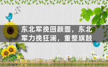 东北军挽回颜面，东北军力挽狂澜，重整旗鼓