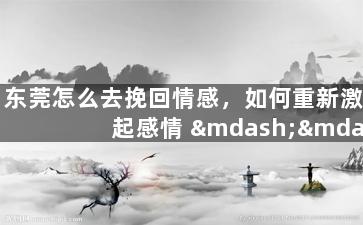 东莞怎么去挽回情感，如何重新激起感情