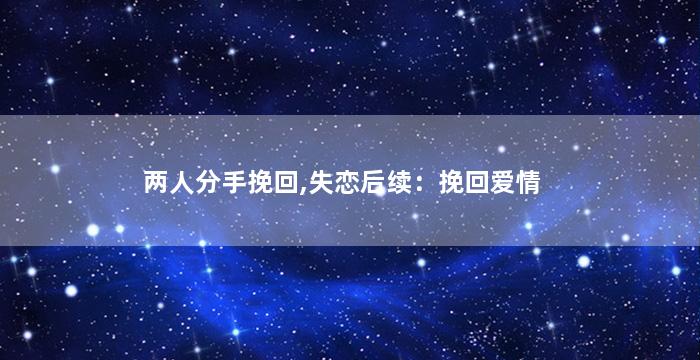 两人分手挽回,失恋后续：挽回爱情