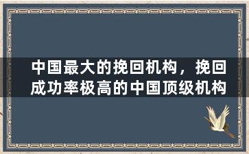 中国最大的挽回机构，挽回成功率极高的中国顶级机构