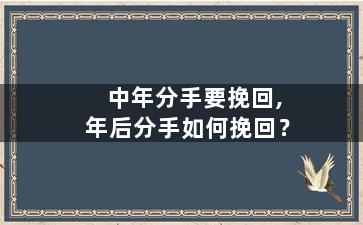 中年分手要挽回,年后分手如何挽回？