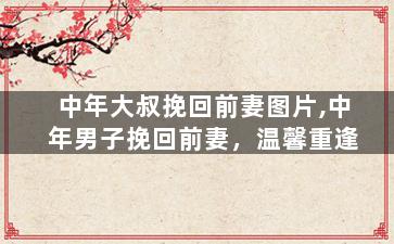 中年大叔挽回前妻图片,中年男子挽回前妻，温馨重逢