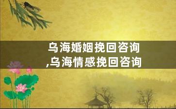 乌海婚姻挽回咨询,乌海情感挽回咨询
