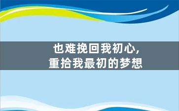 也难挽回我初心,重拾我最初的梦想