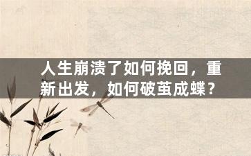 人生崩溃了如何挽回，重新出发，如何破茧成蝶？