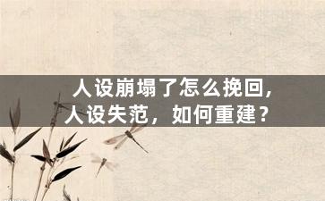 人设崩塌了怎么挽回,人设失范，如何重建？