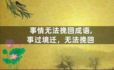 事情无法挽回成语,事过境迁，无法挽回