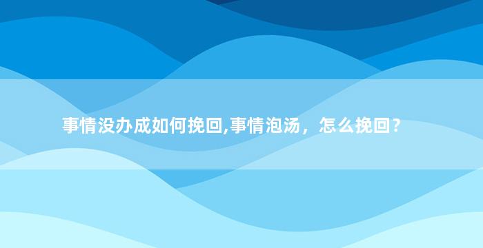 事情没办成如何挽回,事情泡汤，怎么挽回？
