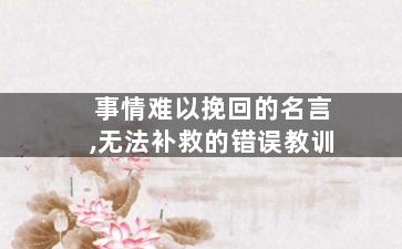 事情难以挽回的名言,无法补救的错误教训