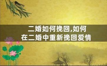 二婚如何挽回,如何在二婚中重新挽回爱情